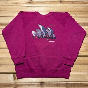 Vintage 90s Greenpeace Whales Orca Dolphin Crewneck Sweatshirt USA Made - Small